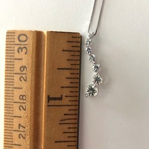 14K white gold and white sapphire journey necklace
